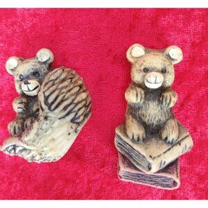 Vintage Bear Shaped Magnet Set Made In Taiwan Playful Bears in Basket Boot on Bo